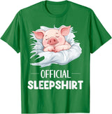Cute Sleeping Pig Nightgown Sleepwear Pajama Official Sleepshirt Cute Sleeping Pig Animal Lovers Pajama T-Shirt - Kelly Green