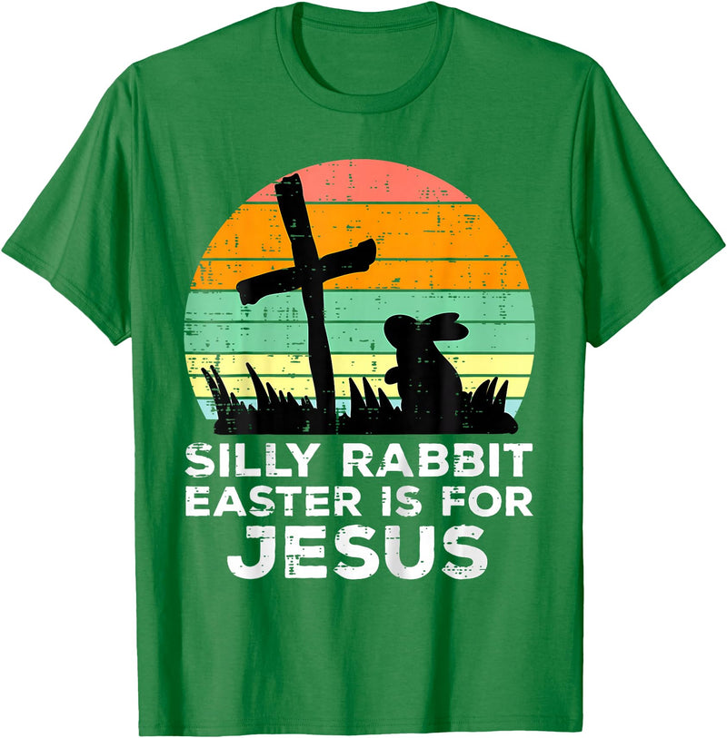Silly Rabbit Easter Is for Jesus Christians Kids T-Shirt in Kelly Green