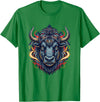 Wild Buffalo Bison Tribal Western Spirit Fierce Wild Bison Head Tribal Geometric Buffalo T-Shirt - Kelly Green