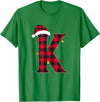 Awesome Letter K Initial Name Buffalo Plaid Christmas Pajama T-Shirt - Kelly Green