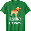 Cartba Cow Co. Fun Cute Easily Distracted By Cows Unisex-Adults Black T-Shirt - Kelly Green