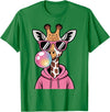Giraffe Sasquatch Blowing Bubblegum Toddler Kids Cute Giraffe Blowing Bubble Gum and Pink Glasses Kids Boys T-Shirt - Kelly Green