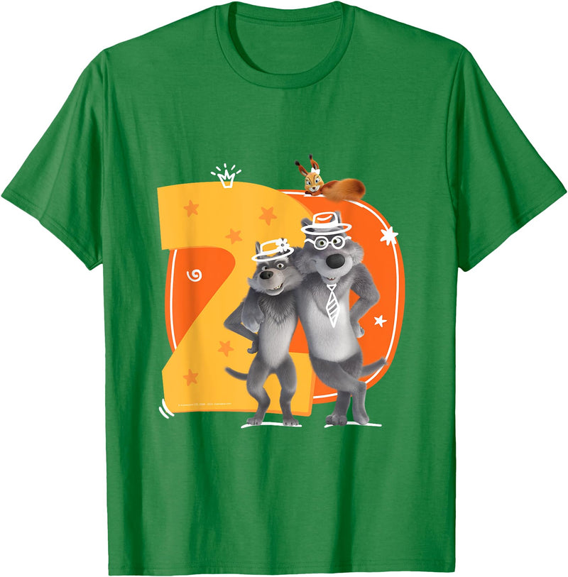 Masha and the Bear Friends. Numbers #2 T-Shirt - Kelly Green