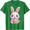 Kawaii Bunny Rabbit Boba Tea Anime Cute Easter Graphic T-Shirt in Kelly Green