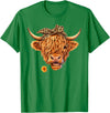 Highland Cow Lover Western Cowgirl Cowboy Farmer Cute Highland Cow Leopard Bow Bandana Western Cowboy Cowgirl T-Shirt -