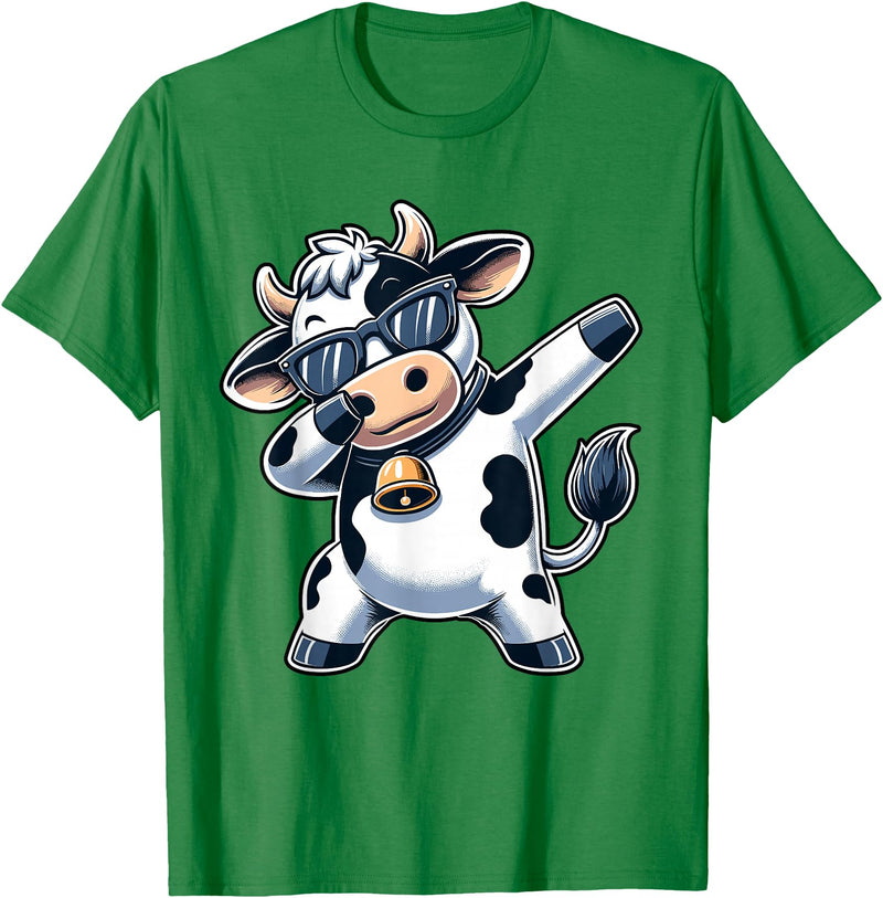 Cool Dab Cow Print Idea for Adult and Kids Cute Dabbing Cow Clothes Men Toddler Boys Farm Animal Kids T-Shirt - Kelly Green