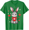 Rabbit Lover Heart Girls Valentine’s Day Women Bunny T-Shirt in Kelly Green