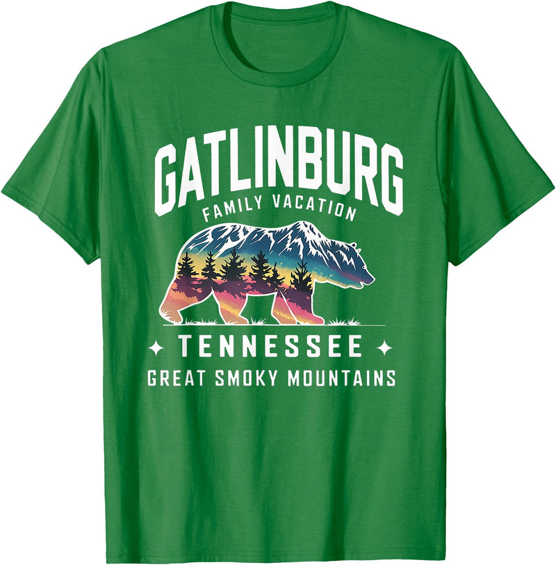 Gatlinburg Family Vacation Tees Family Vacation Mountains Gatlinburg Tennessee Bear Souvenir T-Shirt - Kelly Green