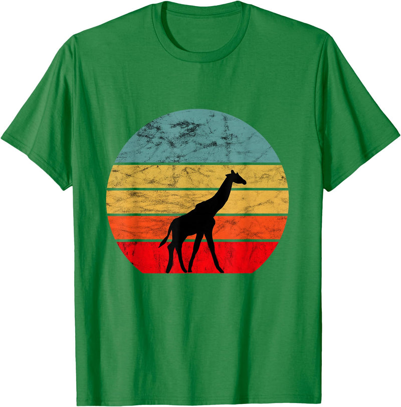 Giraffe Safari Animal Giraffe Retro Vintage Sunset African Animals T-Shirt - Kelly Green
