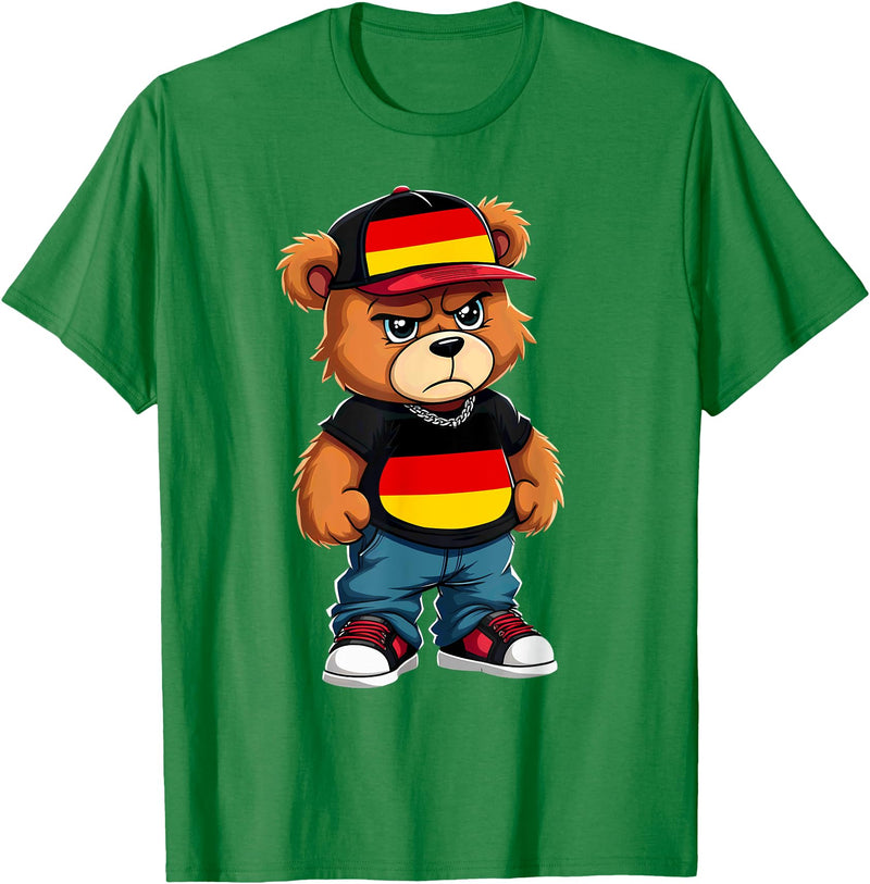 German Teddy Bear Breakdance Rapper German Flag Teddy Bear Germany Hip Hop T-Shirt - Kelly Green