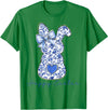 Happy Easter Chinoiserie Floral Bunny Cute Blue Bow Coquette T-Shirt in Kelly Green