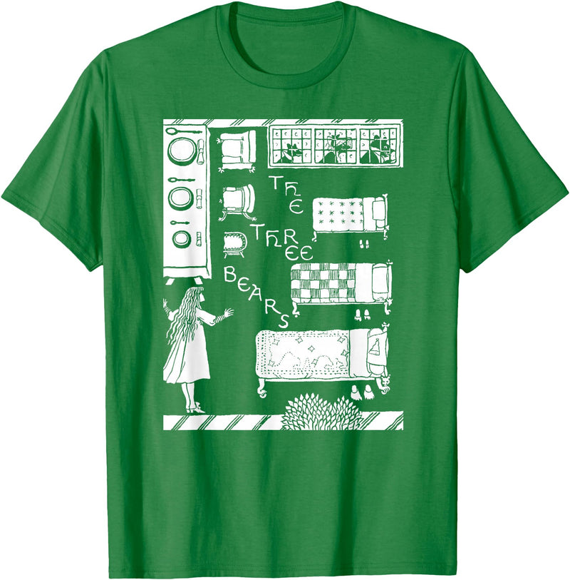 Vintage Fairy Tale Shirts The 3 Bears Vintage Goldilocks Retro Fairy Tale T-Shirt - Kelly Green