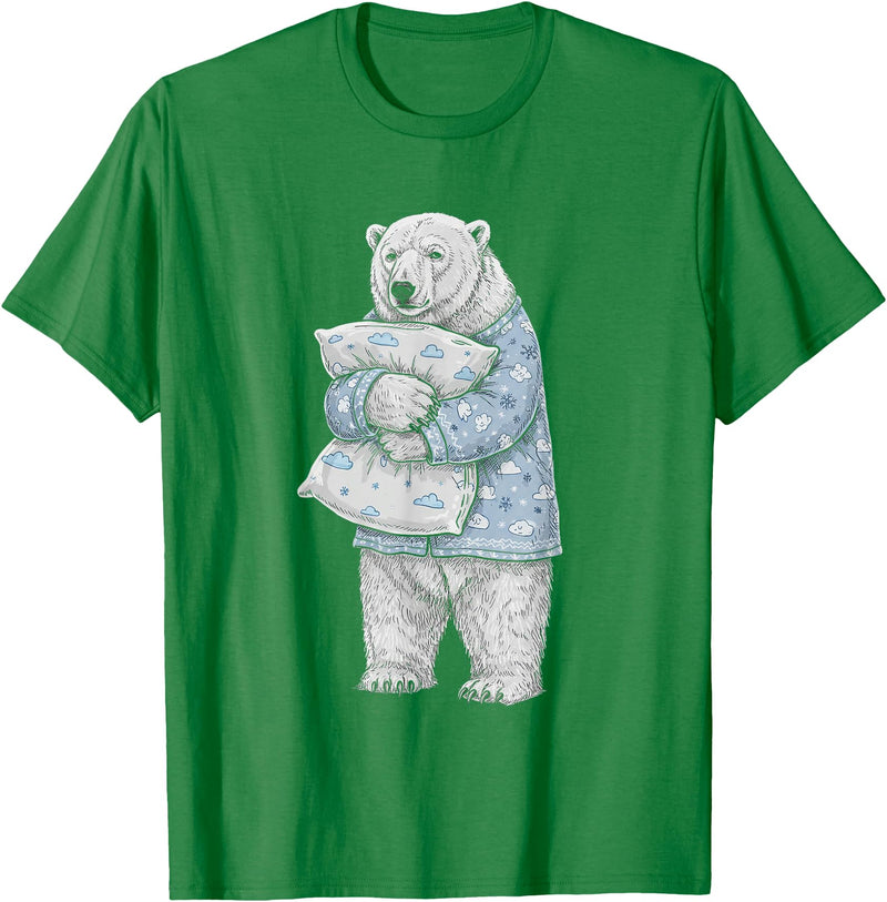 Sleeping & Napping Funny Designs For Nap Lovers Funny Sleepy Polar Bear Pajama Women Men Kids Boys And Girls T-Shirt - Kelly Green