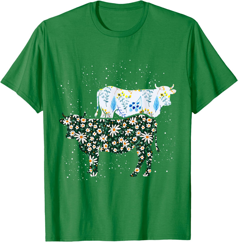 Vintage Animals Designs Vintage Cow T-Shirt - Kelly Green