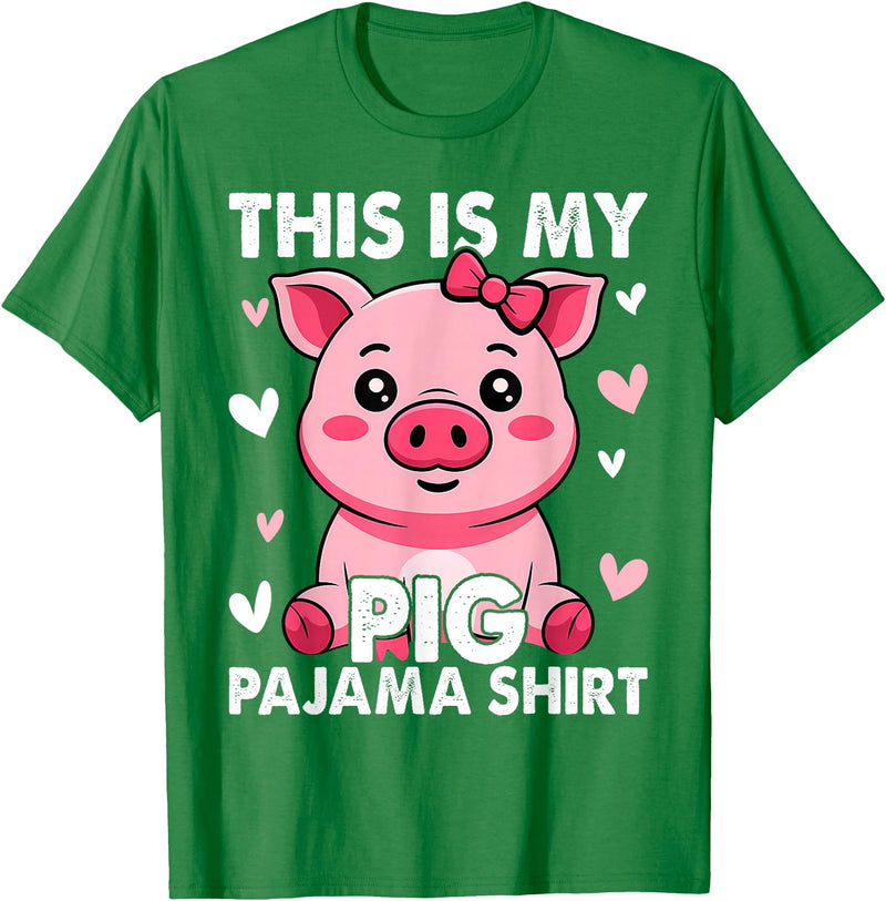 Pig Lover Gift Co. My Pig Pajama Women Pig Pjs Cute Pig Stuff Farmer Girl T-Shirt - Kelly Green