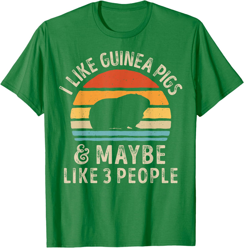 Guinea Pig Wheek Squad I Like Guinea Pigs and Maybe 3 People Guinea Pig Retro Men T-Shirt - Kelly Green