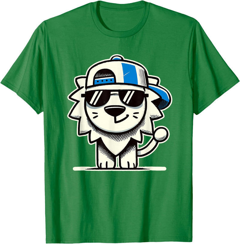 Nerrrdy Lion Hipster Men Women Kids Boys Girls Funny Lion T-Shirt - Kelly Green