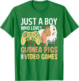 Guinea Pig Gifts for Gamer Co. Just a Boy Who Loves Guinea Pigs and Video Games Gaming T-Shirt - Kelly Green