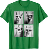 Funny Animal Photography Clothing Co. Funny Llamas with Sunglasses Cool Llama Animals Photo Booth T-Shirt - Kelly Green
