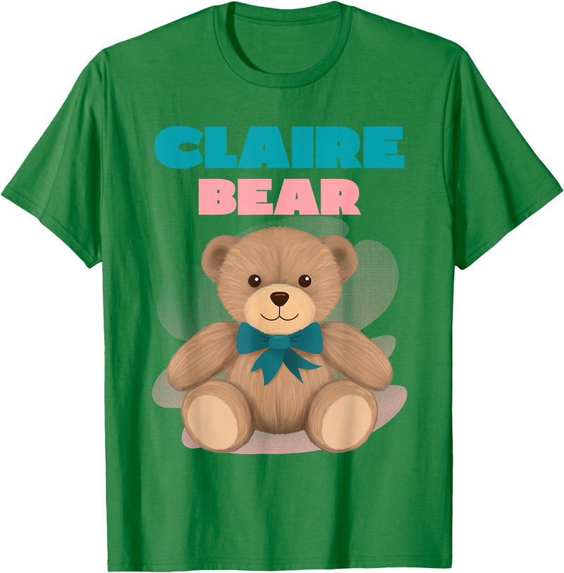 TheNiftyStitches CLAIRE Bear T-Shirt - Women's Black Cartoon Bear T-Shirt - Small - Short Sleeve - Classic Fit - All Seasons - Kelly Green