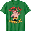 Funny Fitness Humor Food Lifestyle Merch. Kinda Fit Sorta Fat Funny Workout Burger Pig Gym T-Shirt - Kelly Green