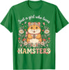 Just a Girl Who Loves Hamsters Cute Floral Pet Aesthetic T-Shirt - Kelly Green