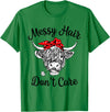 Highland Cow Cattle Bandana Messy Hair Women Girls Scottish Highland Cow Cattle Bandana Messy Hair Don't Care T-Shirt -