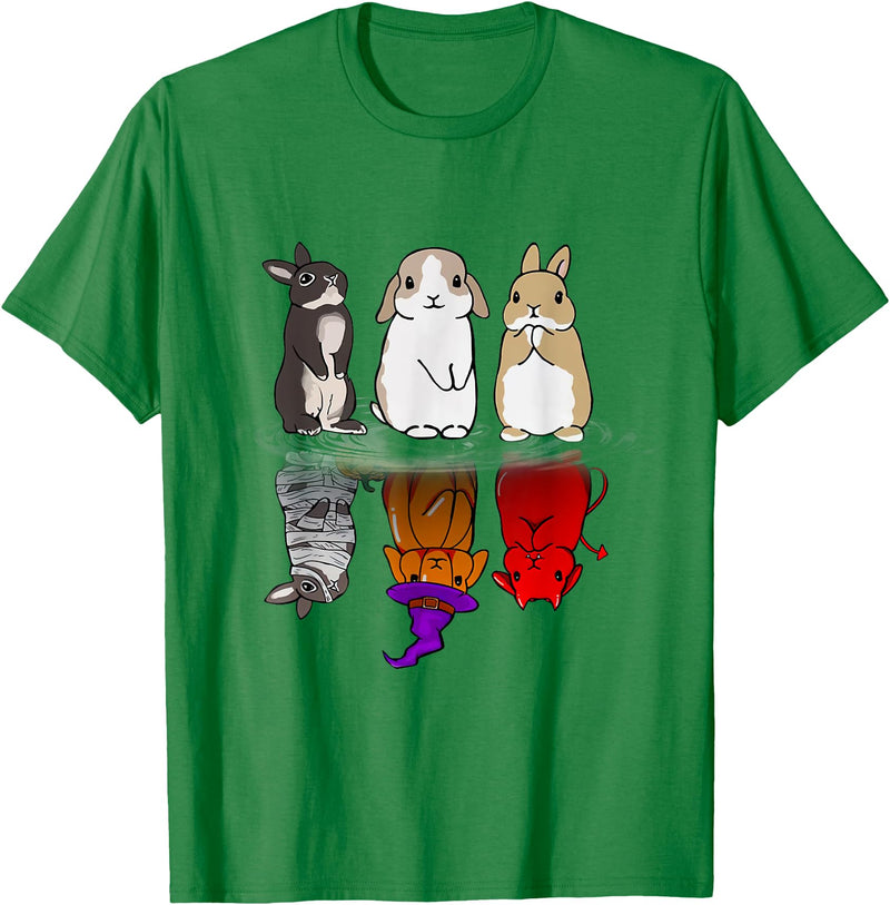 Rabbit Halloween Reflect Mirror Bunnies T-Shirt in Kelly Green