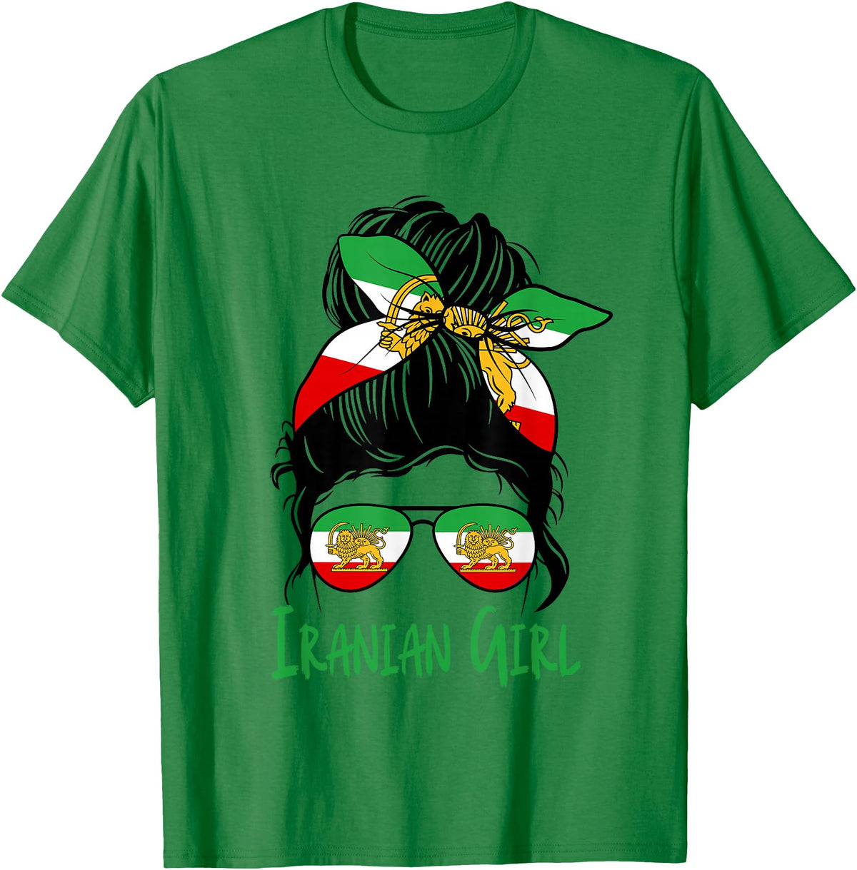 Iran For Women Iranian For Girl Flag Lion Persian T-Shirt - Kelly Green