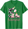 Milk Cow Print 5 Year Old Girl Birthday Gift 5th Birthday Outfit Girl 5 Year Old Farm Cow Chick Tractor T-Shirt - Kelly Green
