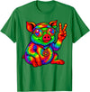 Magical and Funny Pig Gifts Tie-Dye Pig Peace Sign Hippo T-Shirt - Kelly Green