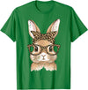 Easter Bunny Leopard Glasses Bandana Rabbit Women Girls Kids T-Shirt in Kelly Green