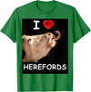 WhiteHorseDepot I Love Herefords with Cow Tongue T-Shirt - Kelly Green