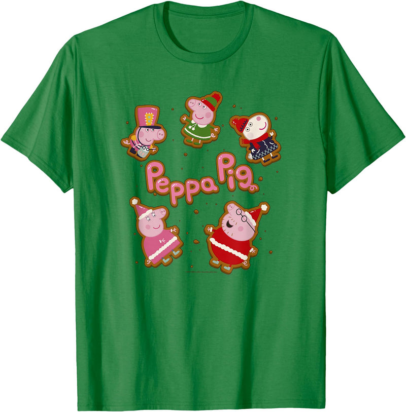 Peppa Pig Christmas Gingerbread Cookies T-Shirt - Kelly Green