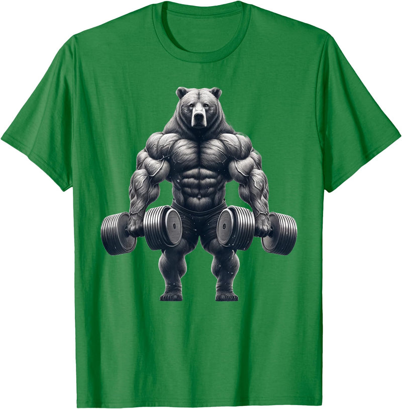 Bear Powerlifting Weightlifting Gym Apparel Bear Powerlifting Weightlifting Gym Workout T-Shirt - Kelly Green