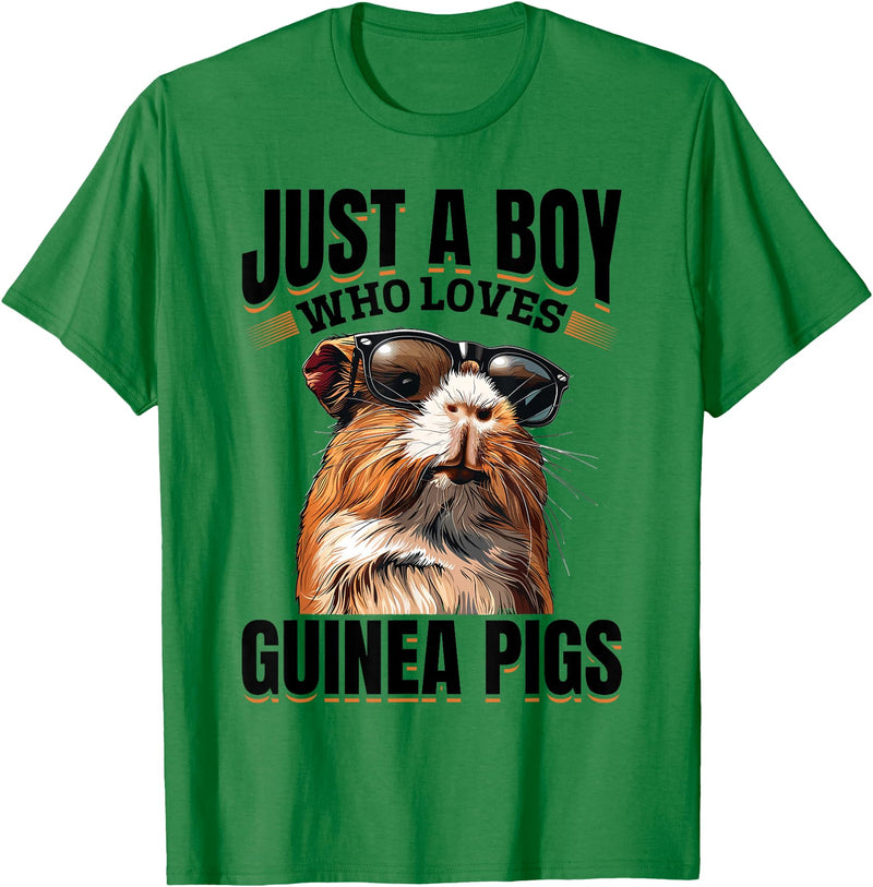Funny Guinea Pig Pet Lover Rodent Lover Graphics Funny Guinea Pig Pet Lover Rodent Animal Just a Boy Who T-Shirt - Kelly Green