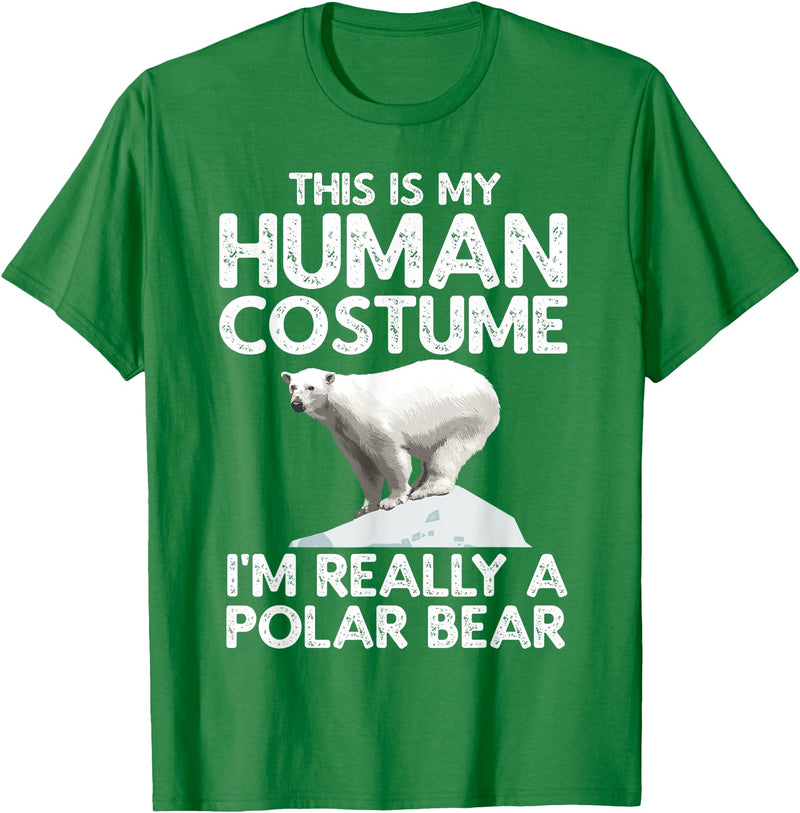 Polar Bear Gift Polar Bear Accessories & Stuff Cool Polar Bear for Men Women Human Costume Animal Halloween T-Shirt - Kelly Green