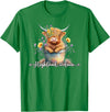 KAEDAM Gifts: Highland Cows Cute Baby Highland Cow Calf Love Spring Pastel Novelty T-Shirt - Kelly Green