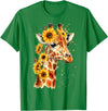 Funny Girl who loves Giraffe Sunflower Giraffe Cute Floral Safari Animal T-Shirt - Kelly Green
