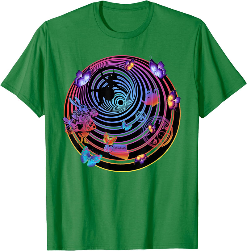 Down the Rabbit Hole - Alice in Wonderland Design T-Shirt in Kelly Green
