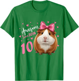 Funny Guinea Pig Birthday Party Girls 10 Years Old Guinea Pig Birthday for Girls 10th Bday T-Shirt - Kelly Green