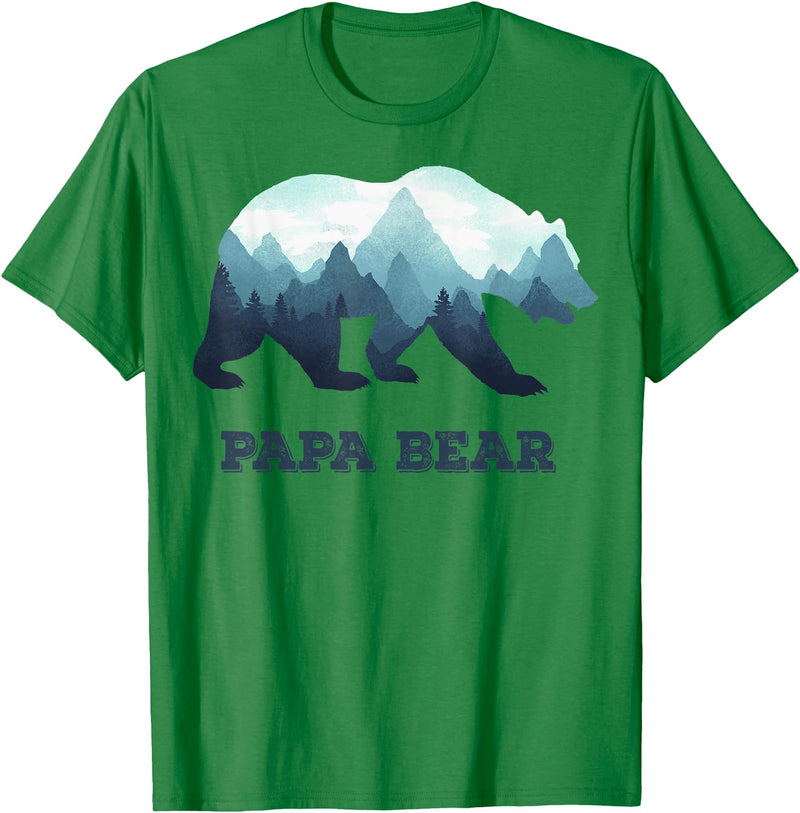 Dramabite Papa Bear Wildlife Father's Day Gift for Dad, Daddy or Dada T-Shirt - Kelly Green