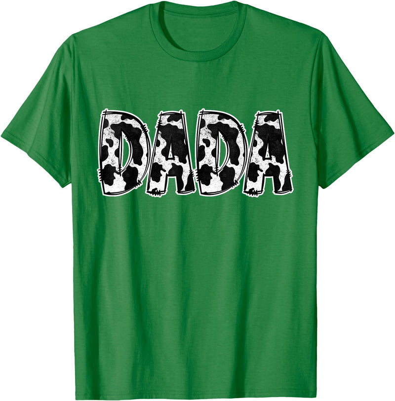 Cow Print Designs for the whole Family Dada Cow Pattern Cow Print T-Shirt - Kelly Green
