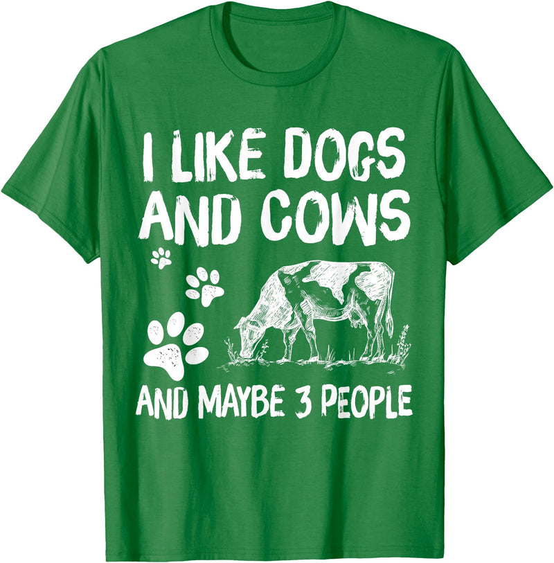 I like cows and dogs and maybe 3 people cow lover T-Shirt - Kelly Green