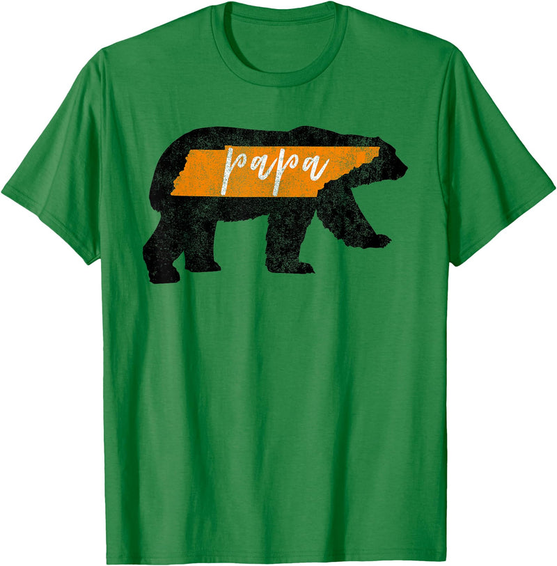 Tennessee State Flag and Home Vintage Shirt Co. Mens Papa Bear Tennessee State Flag Vintage Dad Shirt T-Shirt - Kelly Green