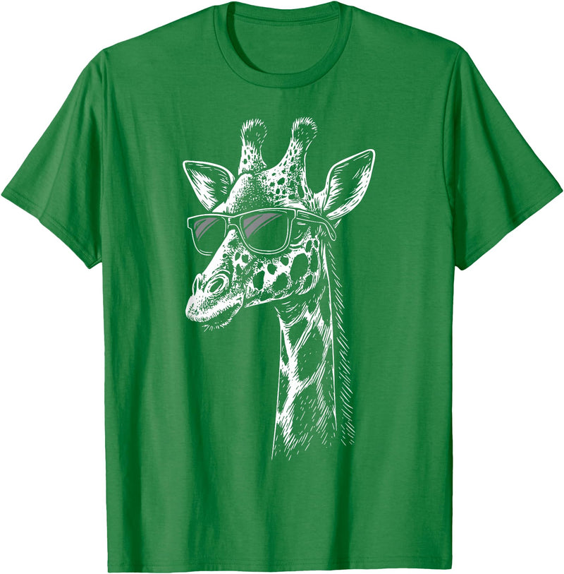 Cool Giraffe Safari Wildlife Giraffe Sunglasses T-Shirt - Kelly Green