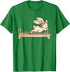 Cute Bunny Doing Pilates Reformer Machine Easter Rabbit T-Shirt in Kelly Green