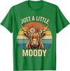 Just A Little Moody Funny Cow Tee Highland Cow Vintage Flower Funny Farm Farmer T-Shirt - Kelly Green