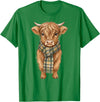 Farmer Cute Women Highland Cow Shirts Cozy Fall Autumn Highland Cow T-Shirt - Kelly Green