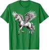 Cool Style Pegasus Majestic Winged Horse Mythology Fantasy Art T-Shirt - Kelly Green